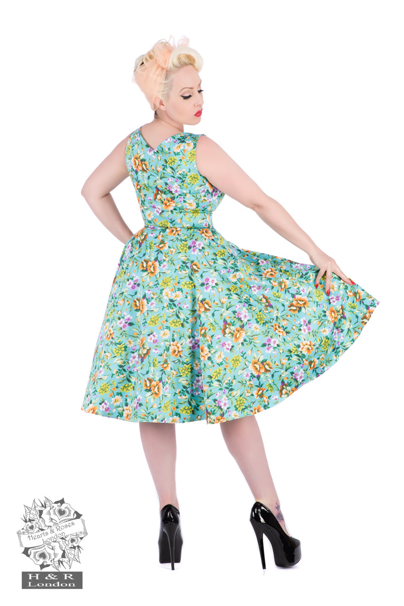 Turquoise Camillia Swing Dress